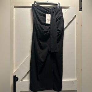 Zara black long ruched shirt. NWT